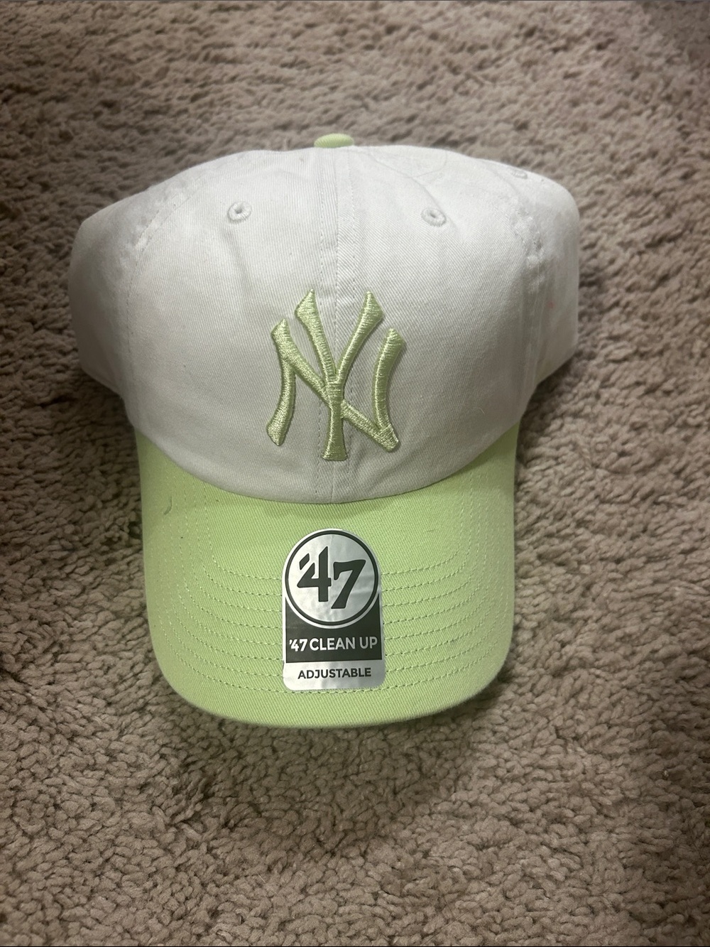 47 White and Light Green New York Yankees Adjustable Cap